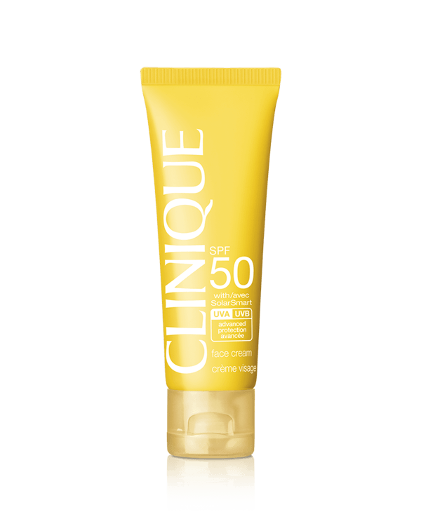 Clinique Sun SPF 50 Sunscreen Face Cream, Αντηλιακή φροντίδα με τεχνολογία SolarSmart+ για προστασία και επανόρθωση. Υψηλή προστασία UVA/ UVB. Oil-free σύνθεση.
