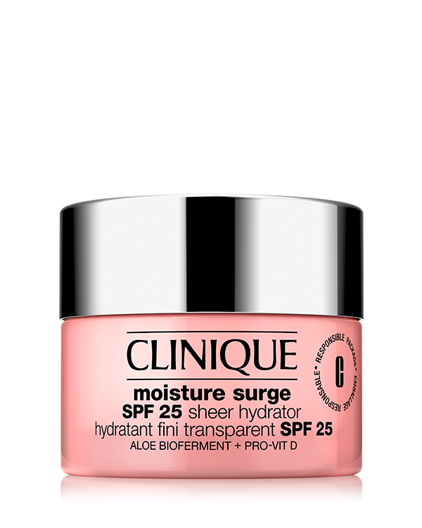 Moisture Surge™ SPF 25 Sheer Hydrator, Αέρινη, ανάλαφρη υφή που προσφέρει την ενυδάτωση της Moisture Surge™ που τόσο αγαπάτε, συν αντηλιακή προστασία - ακόμα και για επιδερμίδες με σκουρόχρωμο τόνο.