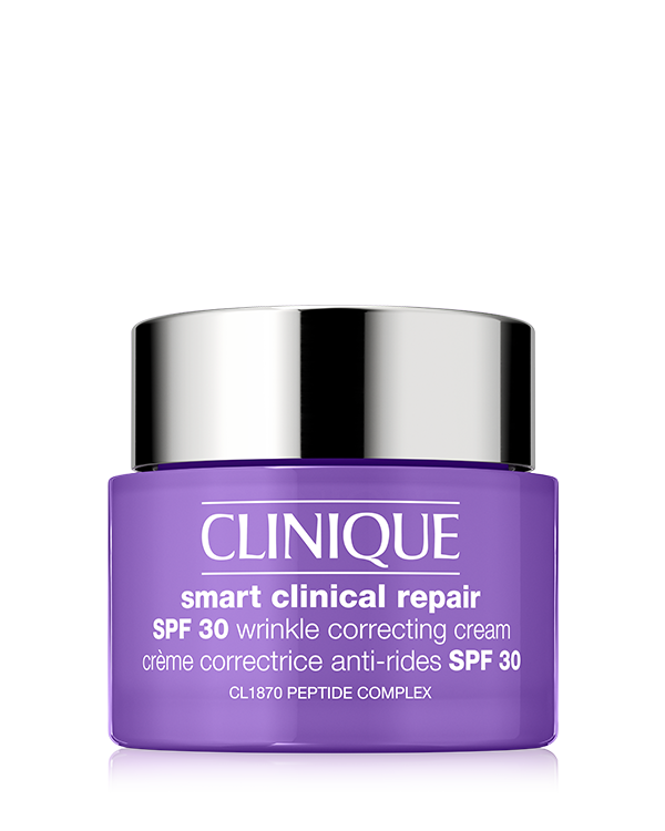Clinique Smart Clinical Repair™ SPF 30 Wrinkle Correcting Cream, Ενεργή σύνθεση για την επιδερμίδα με SPF, επανορθώνει ορατά ρυτίδες, προστατεύει με SPF και βοηθά στην πρόληψη μελλοντικής φθοράς.