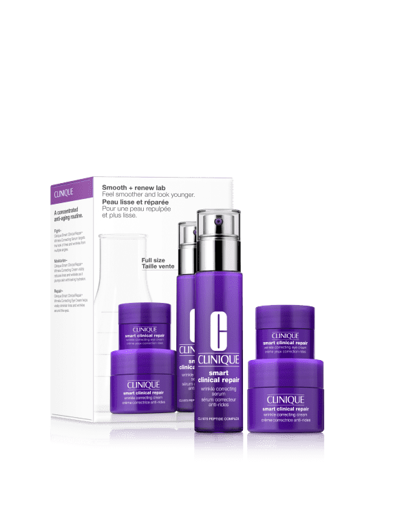 Smooth + Renew Lab: Smart Clinical Repair Feel Smoother and Look Younger Set, 3 εξειδικευμένα προϊόντα αντιγήρανσης για πιο λεία, με πιο νεανική όψη επιδερμίδα.